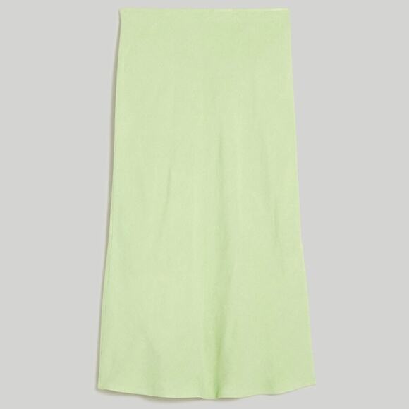 Madewell Light Green Layton Midi Slip Skirt SZ 6 NWT Linen Twee Modest Twill